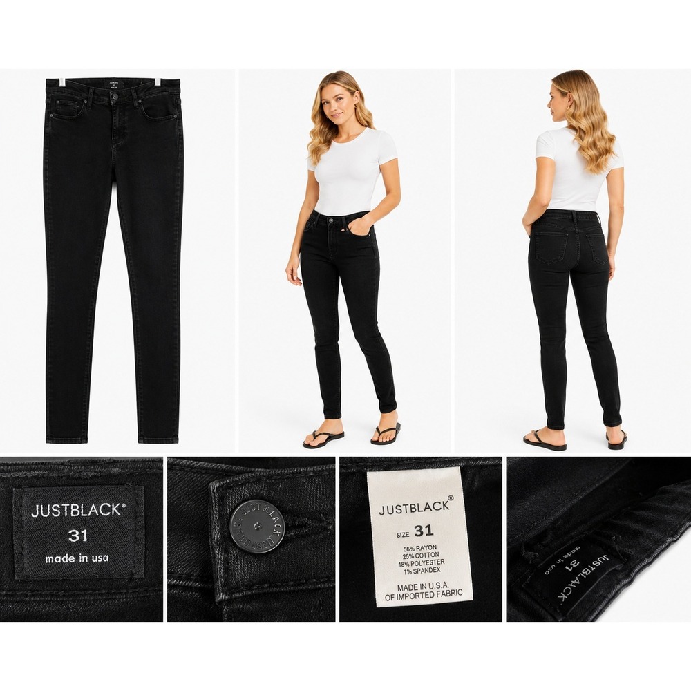 Just Black Women 31 Skinny Jeans Rock N Roll Mid Rise Stretch Classic Denim - Picture 1 of 10